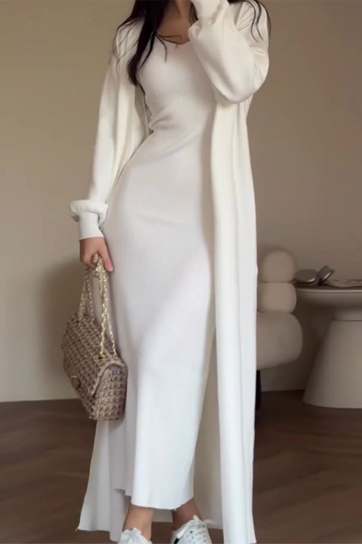 Women's Solid O-Neck Long Sleeve Two-Piece Set - Casual Everyday