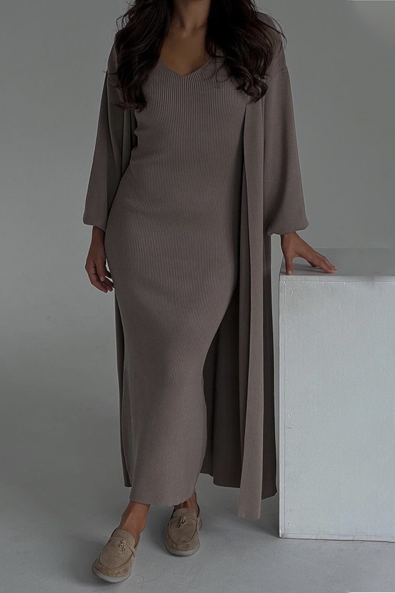 Women's Solid O-Neck Long Sleeve Two-Piece Set - Casual Everyday