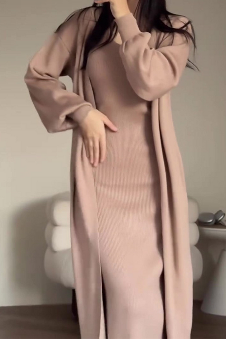 Women's Solid O-Neck Long Sleeve Two-Piece Set - Casual Everyday