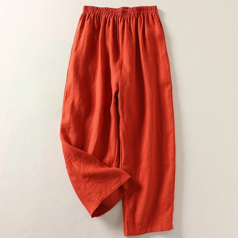 Women's Relaxed Linen Trousers – Breathable Elasticated Waist