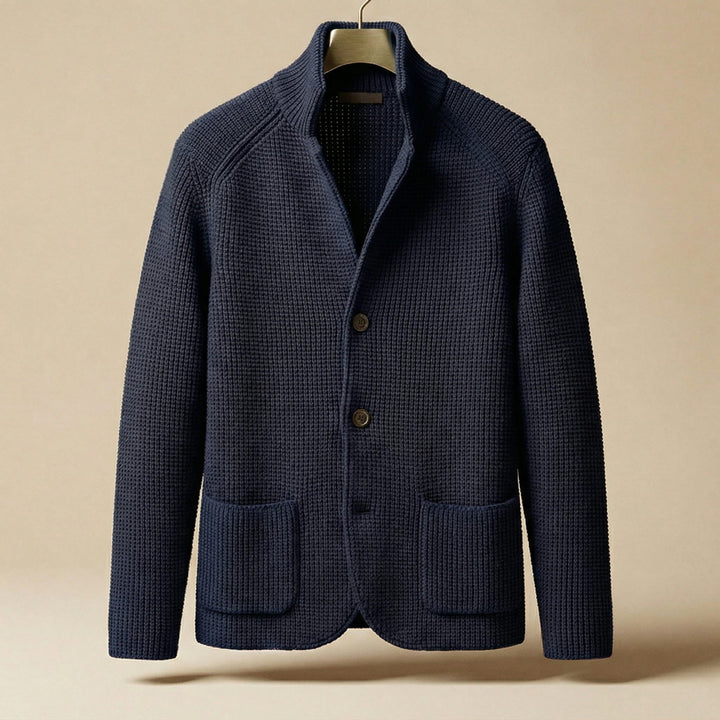 Men's Knit Cardigan – Button-Front Tailored Layering Jumper