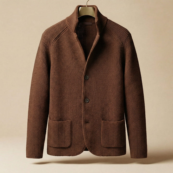 Men's Knit Cardigan – Button-Front Tailored Layering Jumper