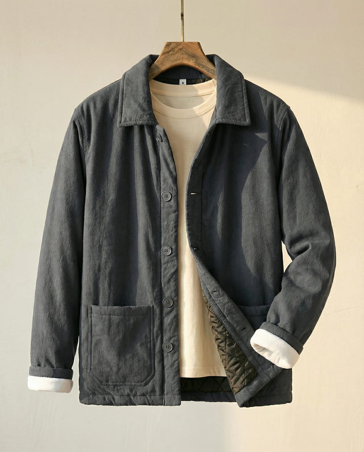 Men's Cotton Quilted Jacket – Insulated Button-Front Layer