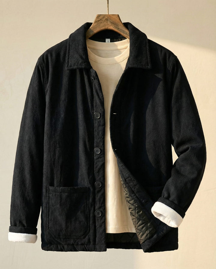Men's Cotton Quilted Jacket – Insulated Button-Front Layer