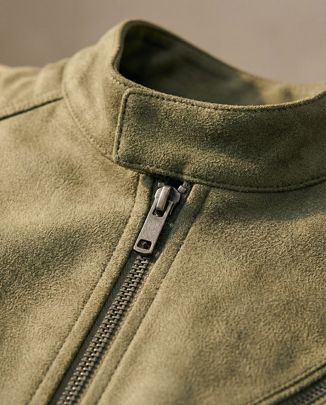 Men's Suede Jacket – Zip-Front Tailored Layering Jacket