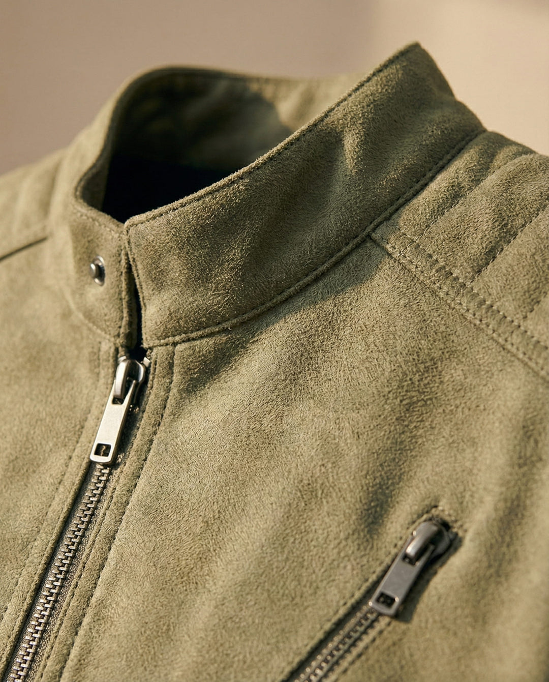 Men's Suede Jacket – Zip-Front Tailored Layering Jacket