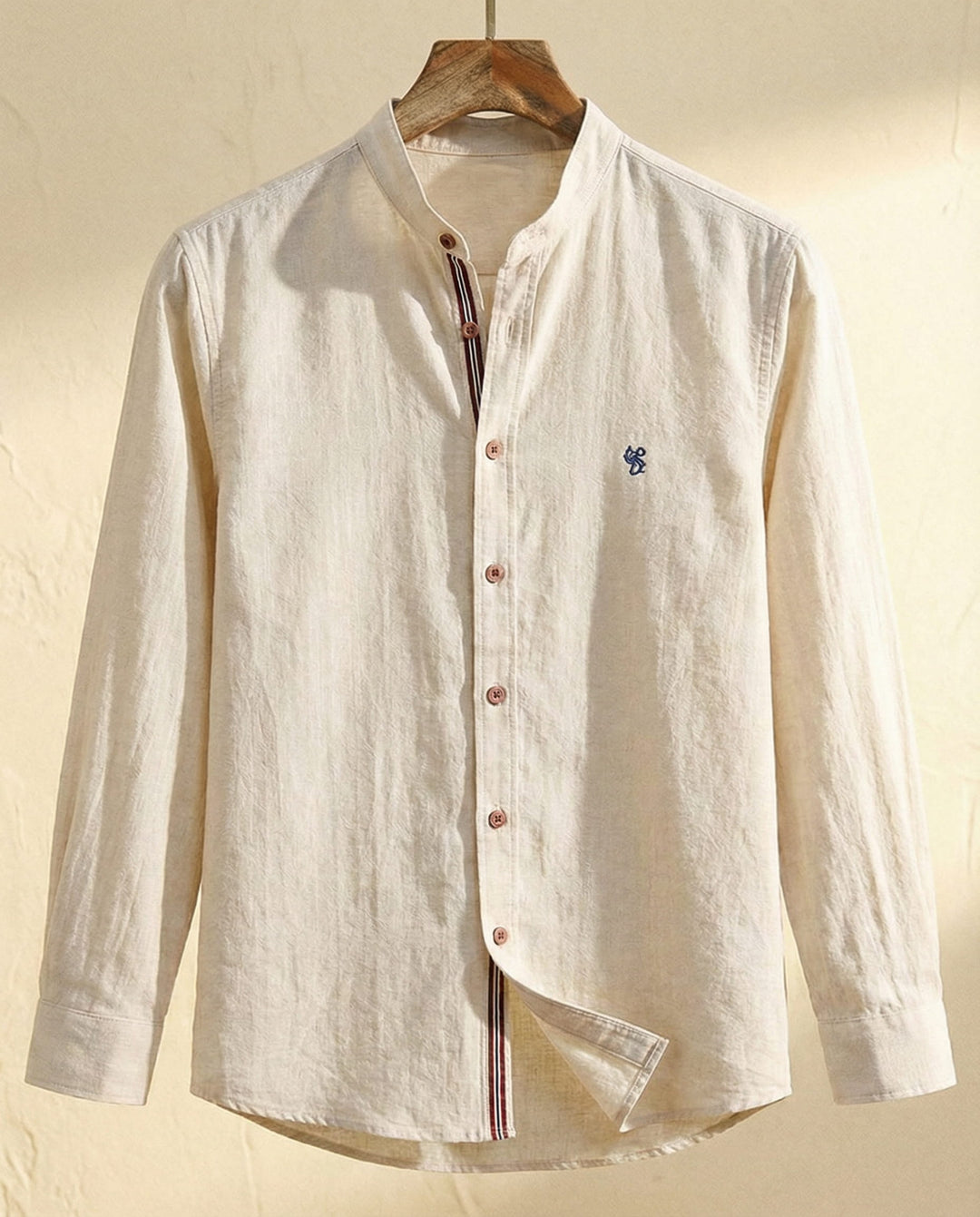 Men's Cotton Band Collar Shirt – Grandad Collar Casual Shirt