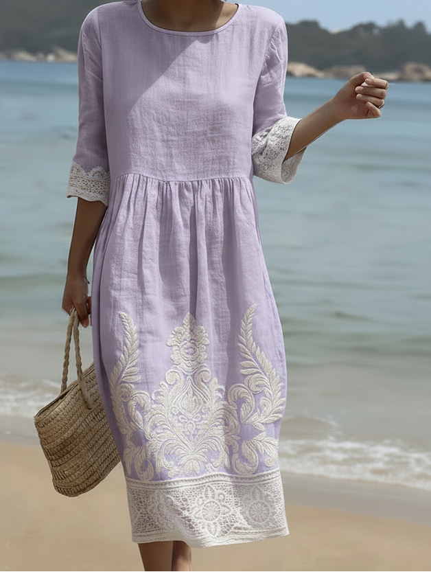 Women's Floral Print Midi Dress - Effortless Spring and Summer Style