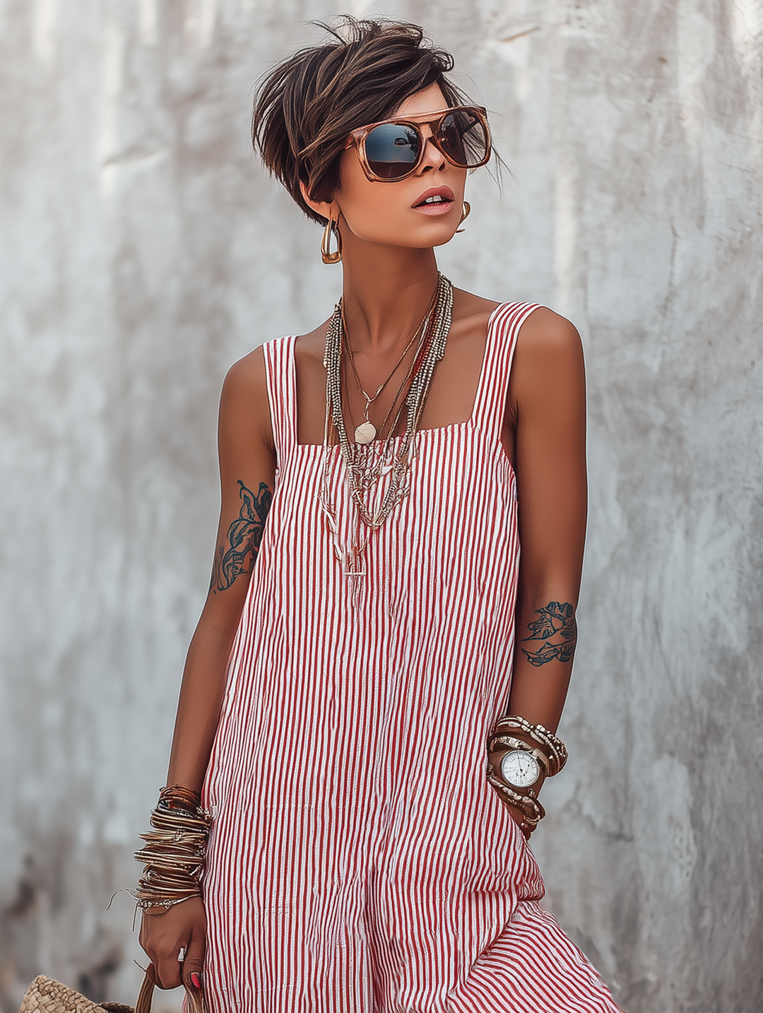 Women's Striped Square Neck Jumpsuit - Sleeveless & Soft Cut