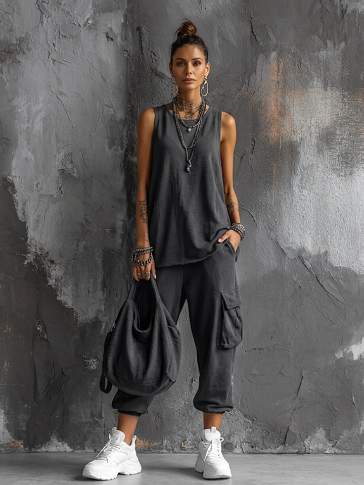 Women's Cotton-Blend Casual Two-Piece Set - Everyday Comfort