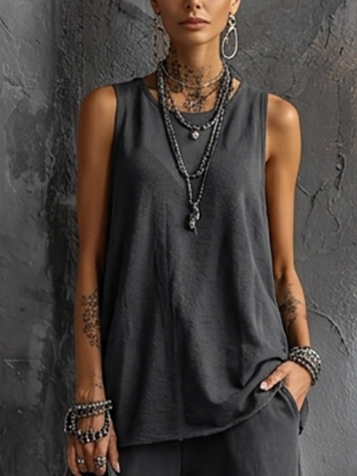 Women's Cotton-Blend Casual Two-Piece Set - Everyday Comfort