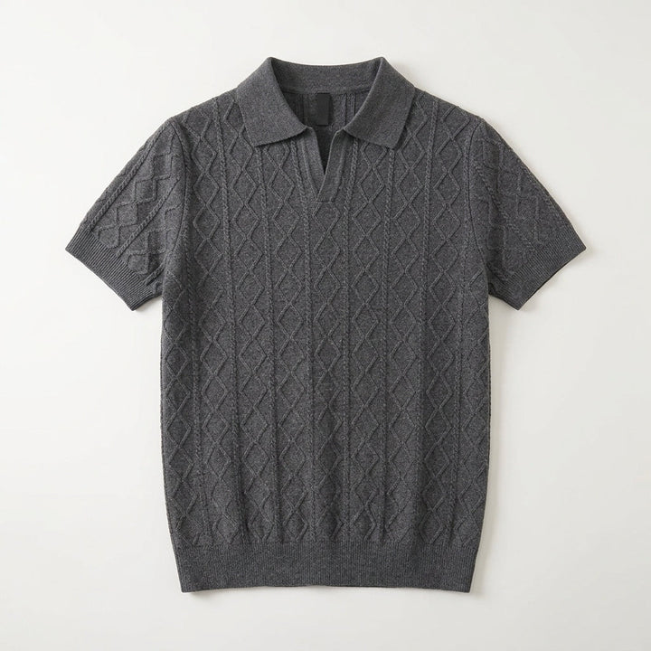 Men's Textured Knit Polo Shirt – Smart-Casual Short Sleeve