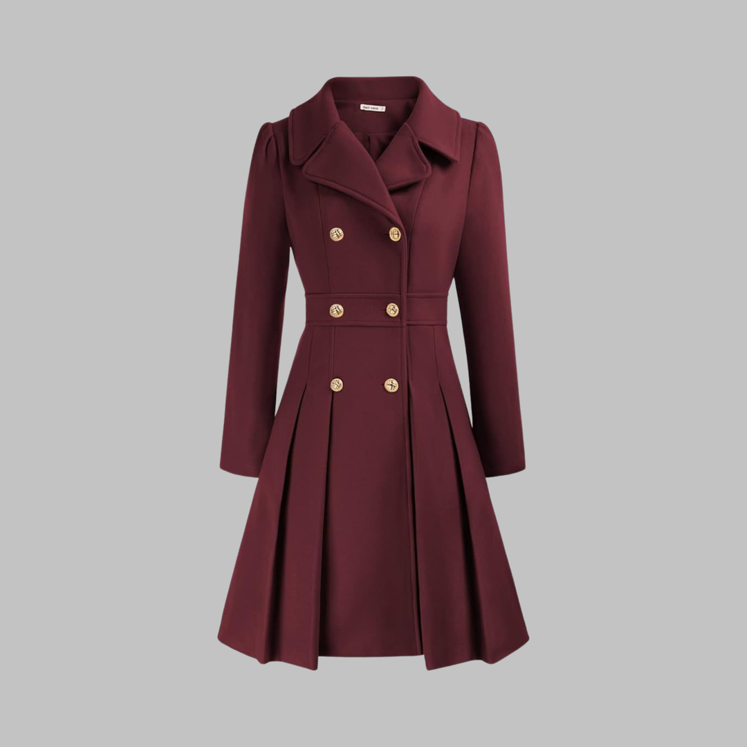 Women's Double Button Long Sleeve Coat - Elegant & Timeless