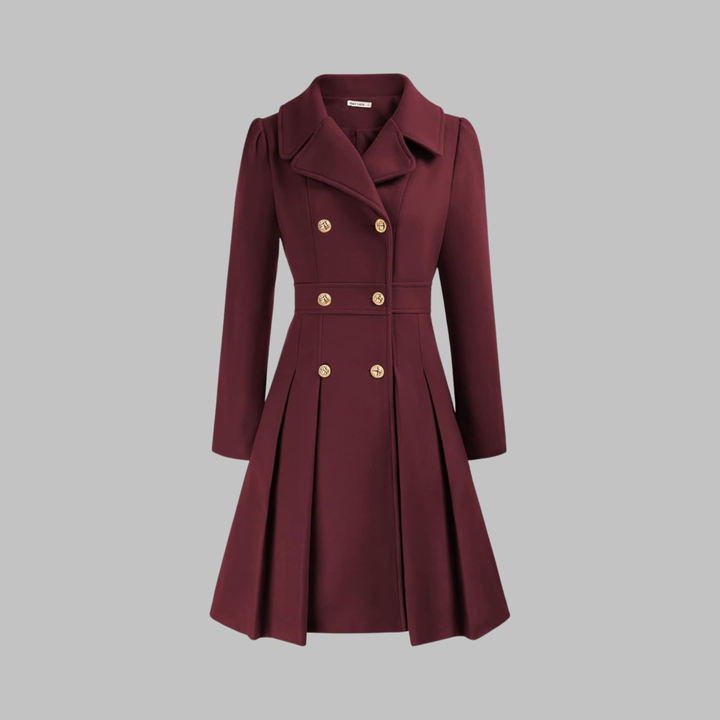 Women's Double Button Long Sleeve Coat - Elegant & Timeless