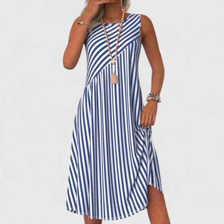 Women's Striped Sleeveless Dress - Effortless Beach to Brunch