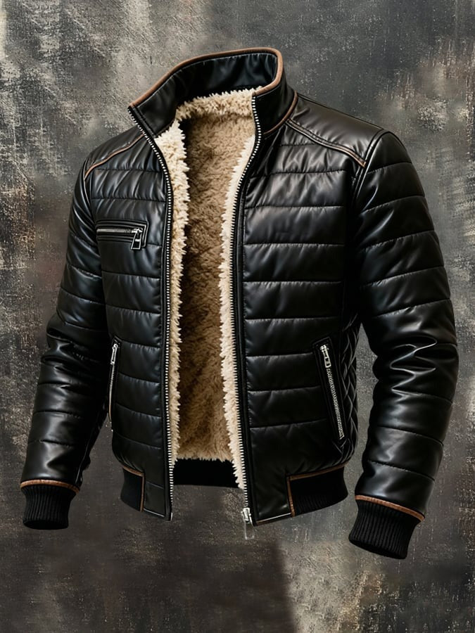 Women's Black Quilted Jacket with Sherpa Lining - Cozy Winter
