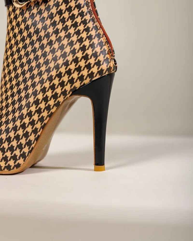 Women's Knit Houndstooth Ankle Boot - Sculpted Heel