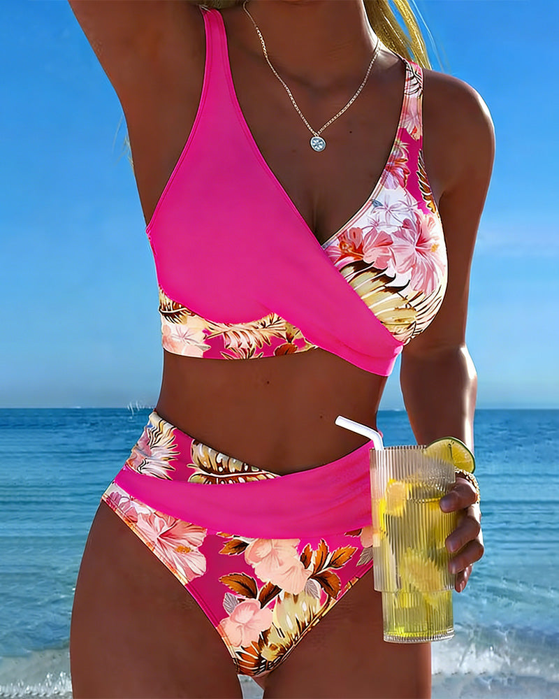 Women's Floral Print Bikini Set - Delicate Feminine Charm