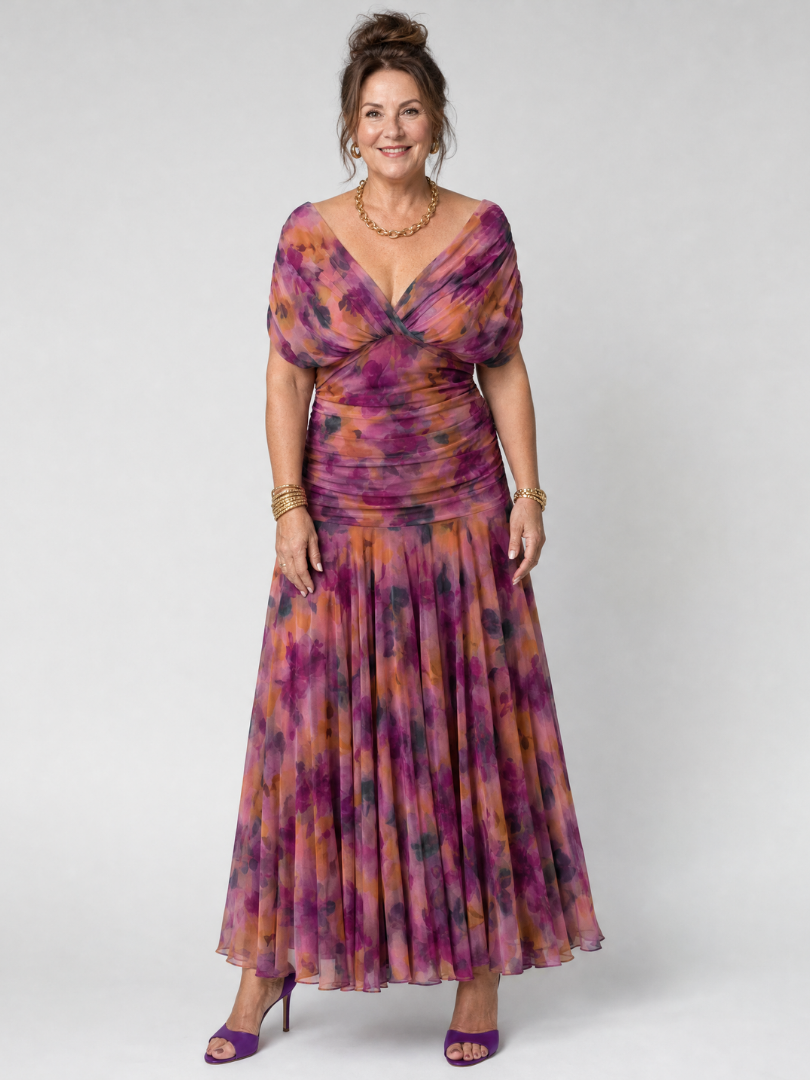 Women's Off-Shoulder Flow Midi Dress – Lightweight & Breezy