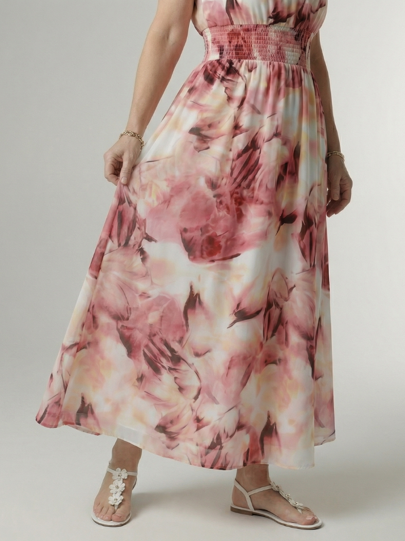 Women's Gathered Halter Midi Dress - Effortless Everyday
