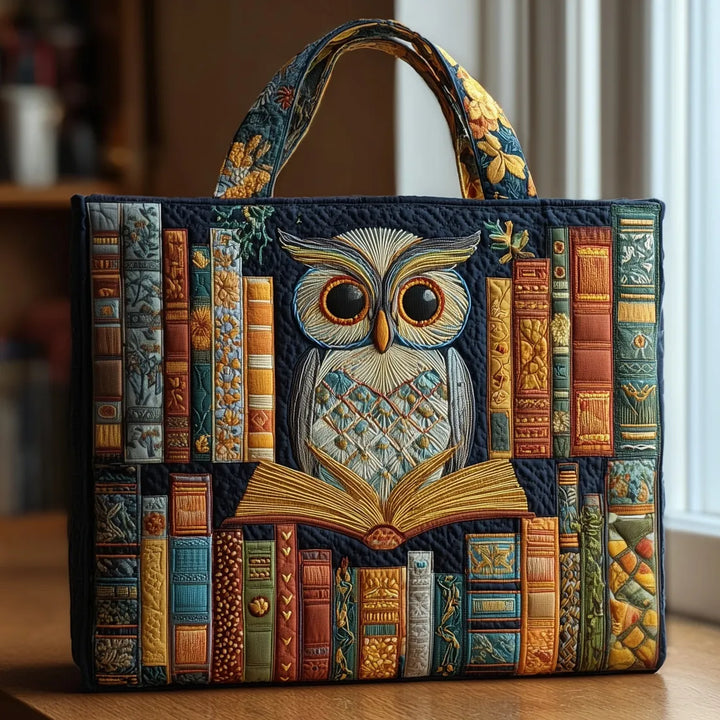 Women's Handmade Owl-Print Padded Tote Bag - Everyday Essential