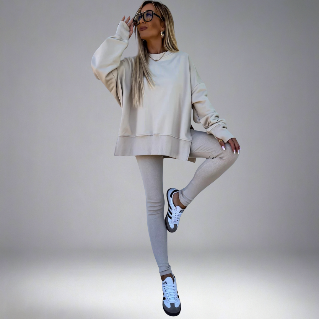 Women's Oversized Sweatshirt & Leggings Set - Cozy Lounging Essential