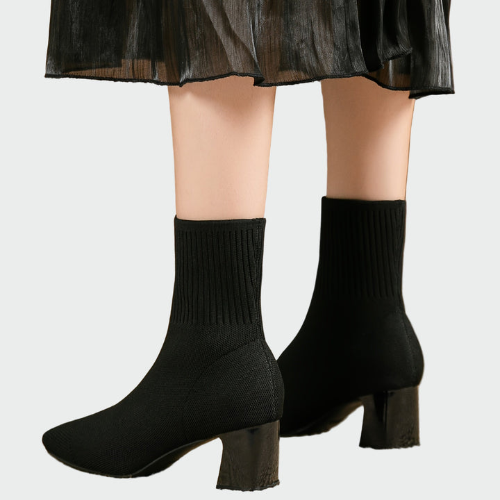 Women's Knitted Ankle Boots - Comfortable All-Day Style