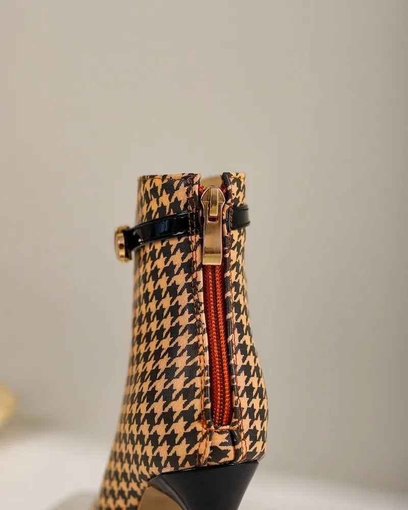 Women's Knit Houndstooth Ankle Boot - Sculpted Heel