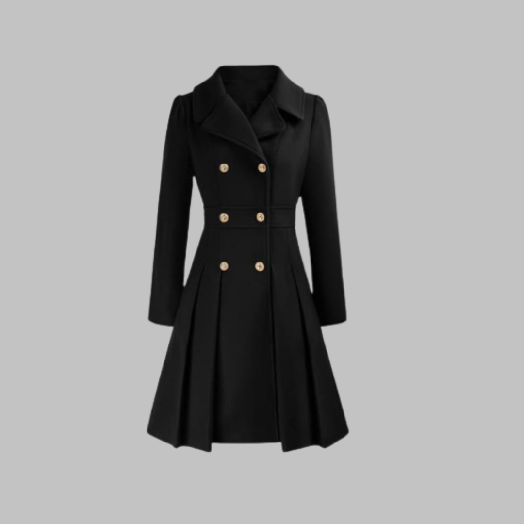 Women's Double Button Long Sleeve Coat - Elegant & Timeless
