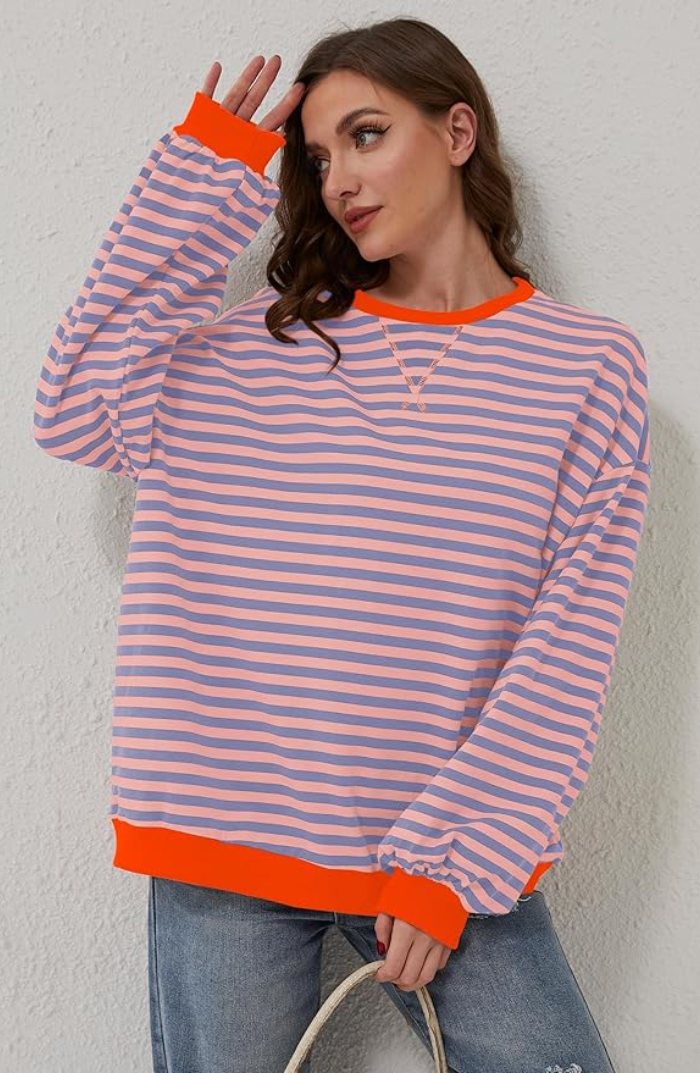 Women's Oversized Striped Sweater - Cozy & Bold Style