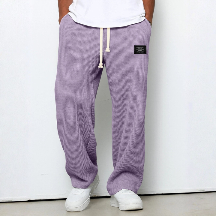 Men's Waffle-Knit Cotton Trousers - Relaxed Casual Joggers