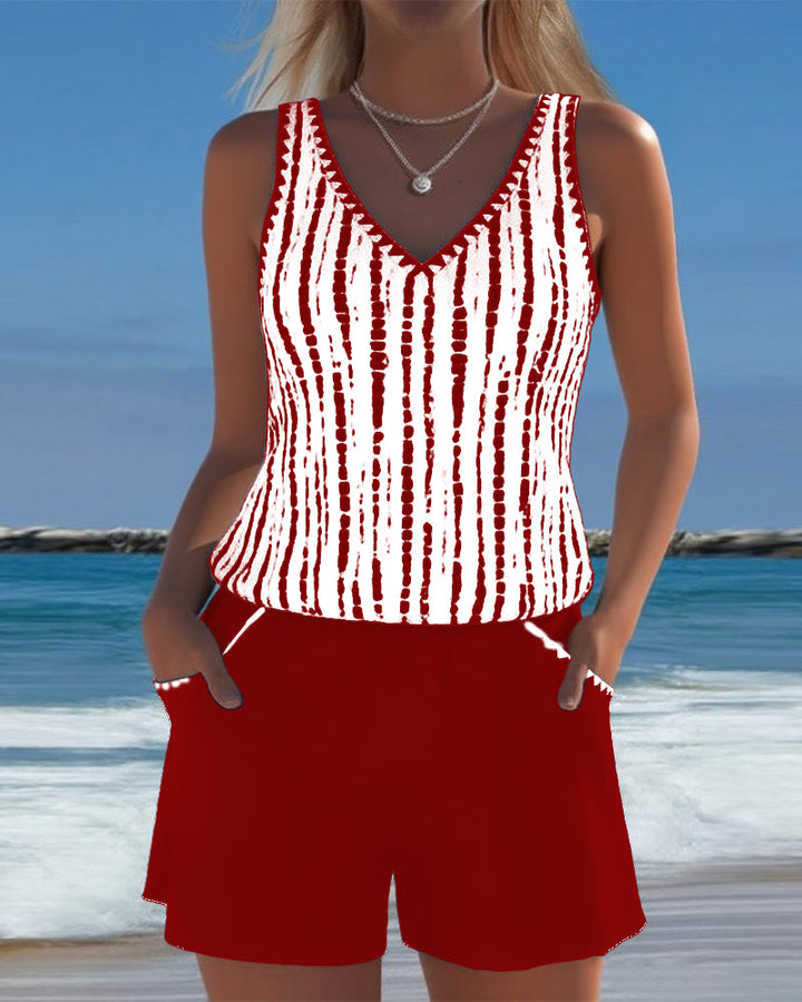 Women's Casual Tankini Swimsuit Set - Secure & Comfortable Swimwear