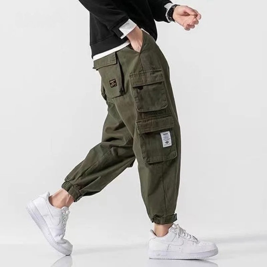 Men's Heavyweight Cotton Cargo Joggers – Tapered Utility Trousers