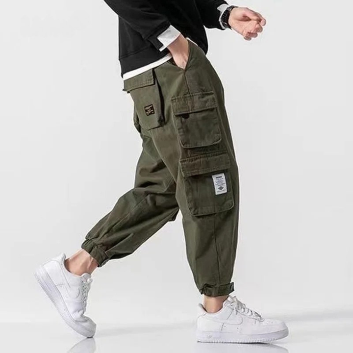Men's Heavyweight Cotton Cargo Joggers – Tapered Utility Trousers