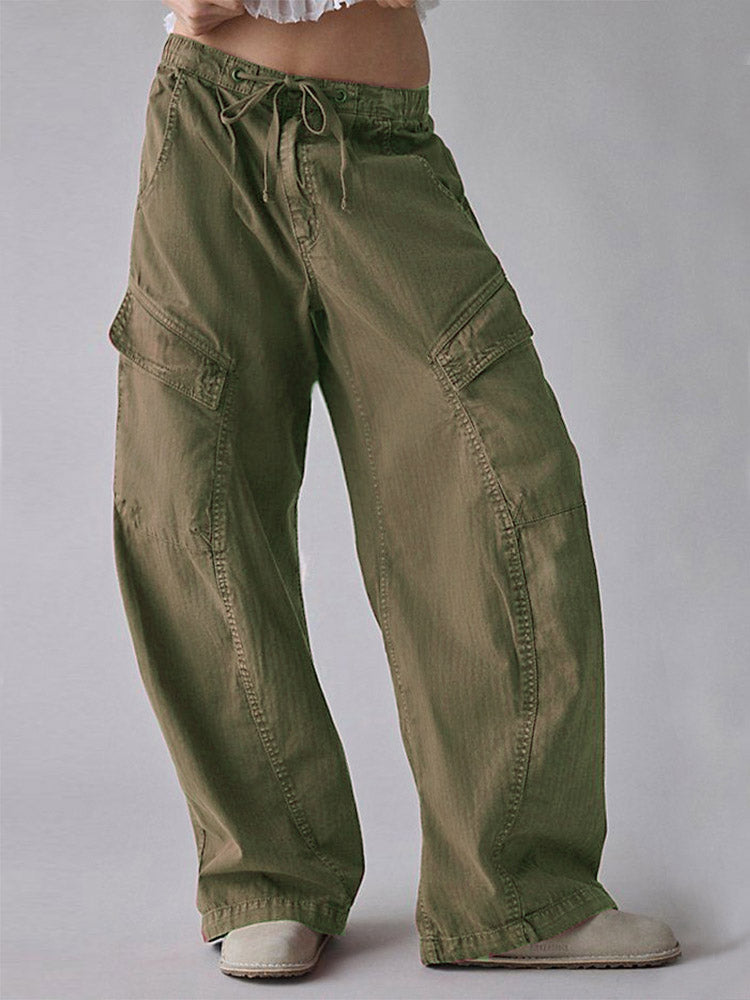 Women's Baggy Cotton Utility Barrel Trousers – Relaxed Fit – view 2