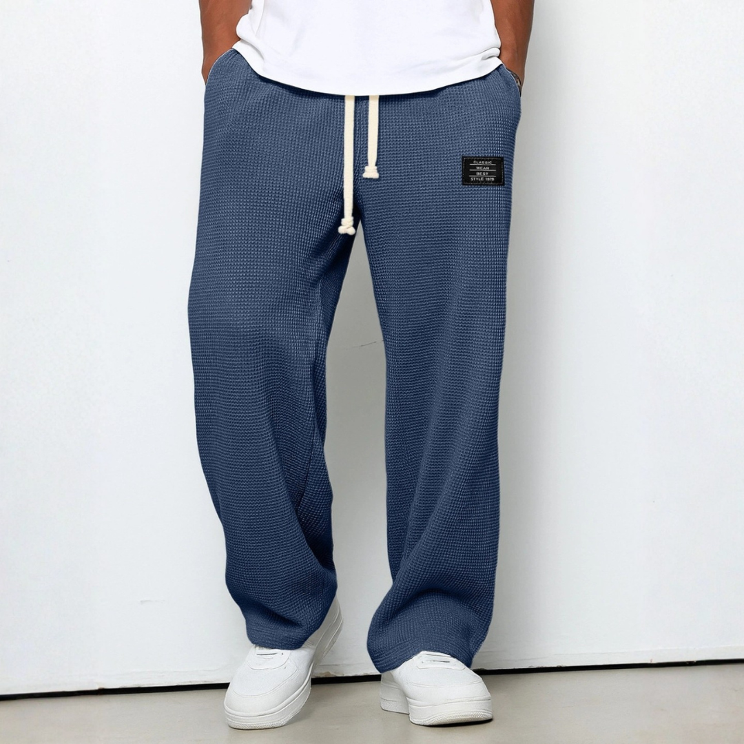 Men's Waffle-Knit Cotton Trousers - Relaxed Casual Joggers
