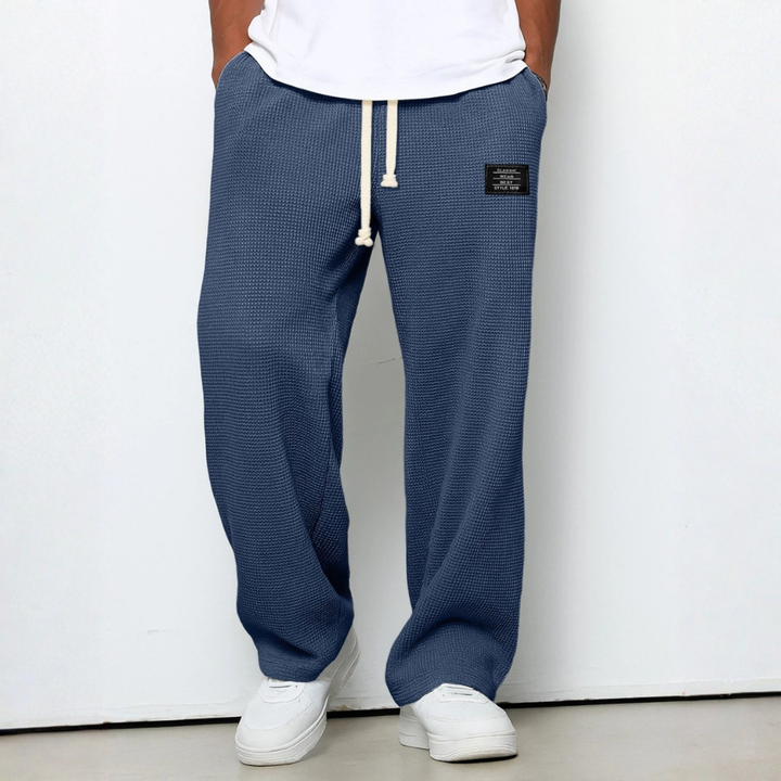 Men's Waffle-Knit Cotton Trousers - Relaxed Casual Joggers
