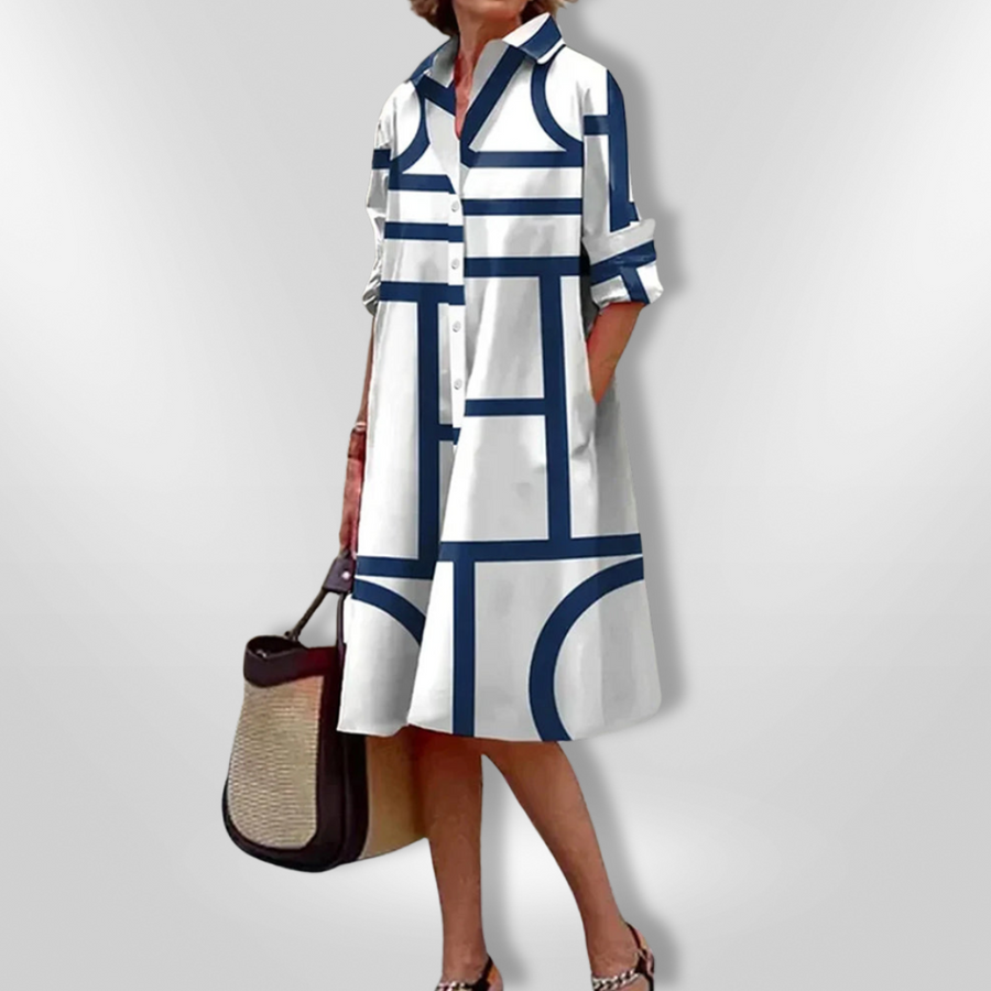 Women's Graphic Print Pocketed Midi Dress - Everyday Style