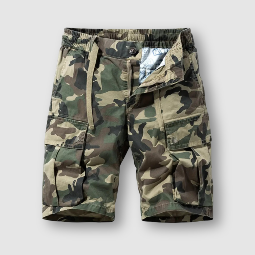 Men's Cotton Camo Cargo Shorts – Drawstring Outdoor Shorts