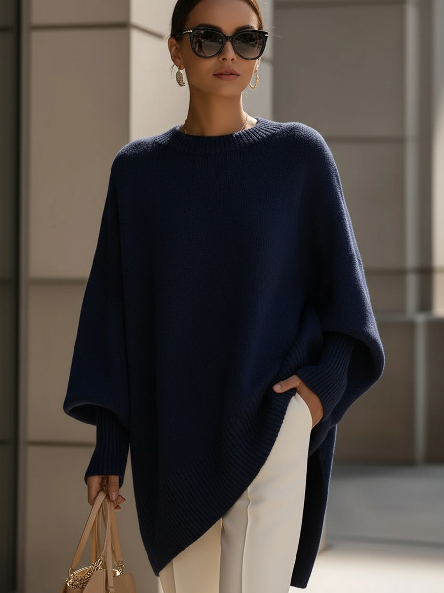 Women's Asymmetric Oversized Sweater - Cozy Everyday Chic