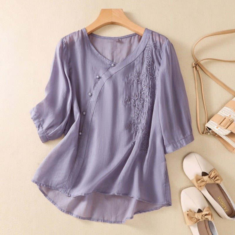 Women's Stella Asymmetrical Button Tunic - Modern Everyday Style