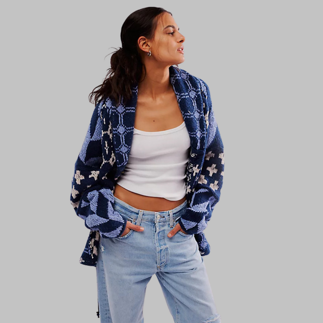 Women's Geometric Cardigan - Effortless Layering for Cool Days