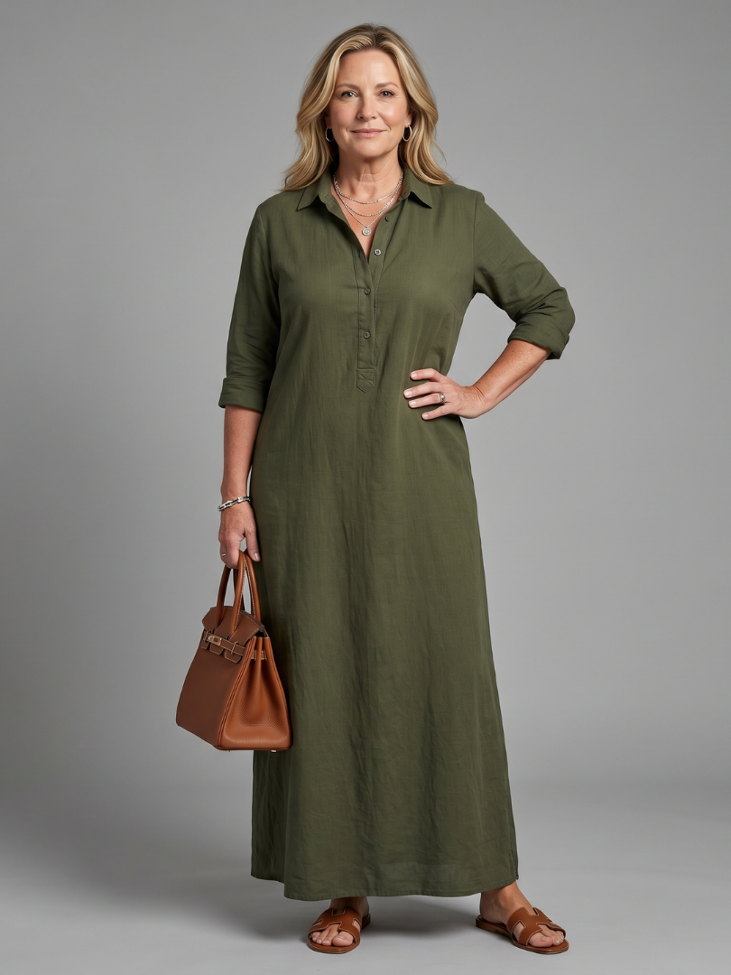 Women's Long Sleeve Relaxed Maxi Dress - Effortless Everyday Elegance
