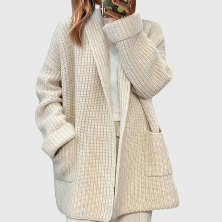 Women's Long Shawl Collar Cardigan - Cozy & Elegant Layering
