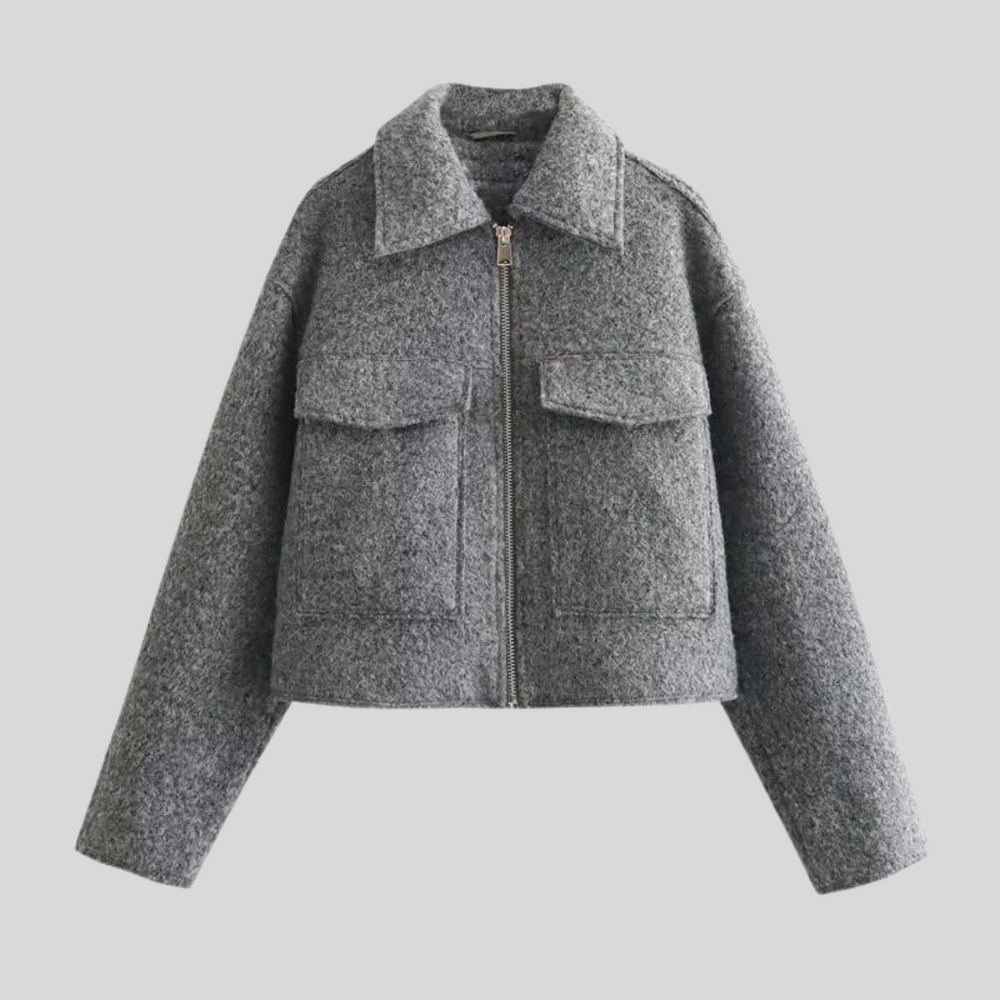Women's Wool Blend Cropped Tailored Jacket – Smart Layering