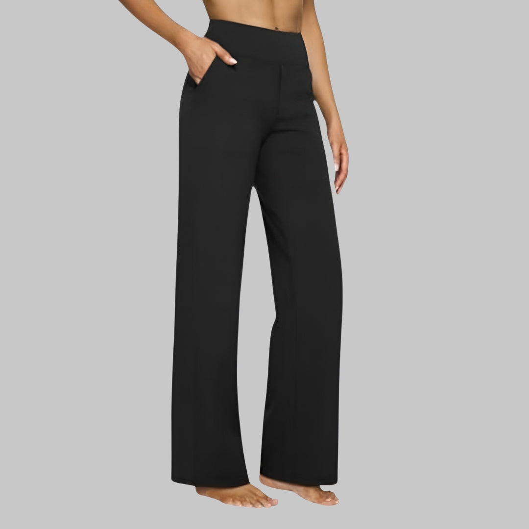 Women's Wide Leg Comfort Trousers - Flattering High Waist
