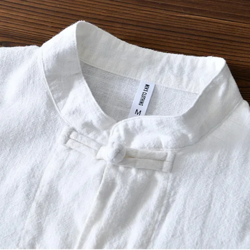 Men's Linen Mandarin Collar Shirt – Cotton-Linen Summer Shirt