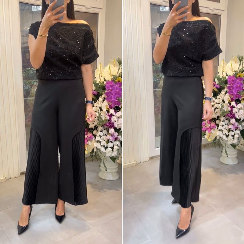 Women's Sequined Two-Piece Set - Elegant Evening Outfit