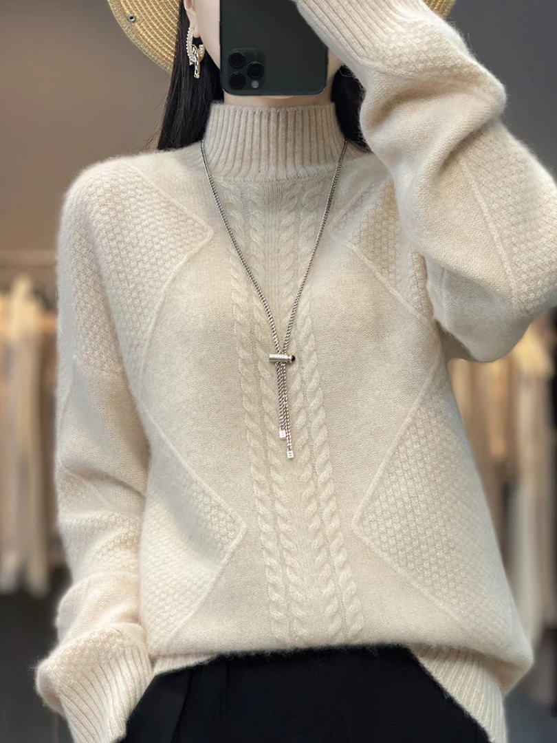 Women's Cashmere Turtleneck Jumper – Soft Roll-Neck Knit
