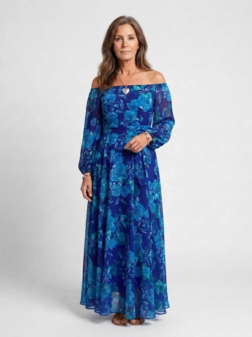 Women's Off Shoulder Floral Maxi Dress - Breezy Warm Weather Staple